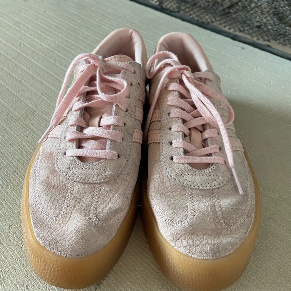 adidas Shoes - adidas Women's Pink Suede & Mesh Sneakers with Gum Sole